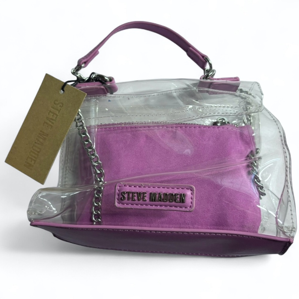 Steve Madden clear crossbody bag with pink wallet